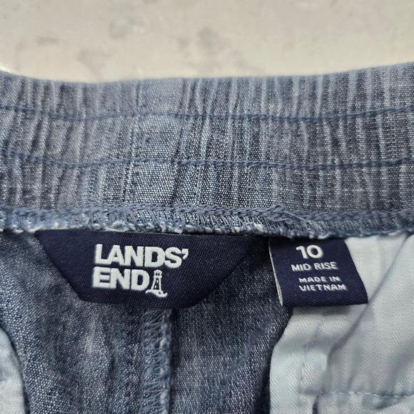 Lands End Womens Mid Rise Elastic Waist Pull On Shorts Blue Size 10 Cotton Blend - Picture 6 of 7
